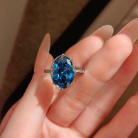 Bague empilable en argent S925 pour femme, style Instagram, avec diamant de luxe à haute teneur en carbone, taille œuf de colombe, motif étoile et fleur de glace