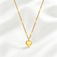 Collier pendentif cœur vintage, chaîne en acier inoxydable 304 plaqué or pour femme, bijoux romantiques imperméables et résistants au ternissement