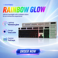 Clavier filaire ergonomique en gros, Teclado De Oficina 475, matériau ABS, clavier de jeu avec éclairage respirant arc-en-ciel