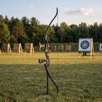 HT DQ Recurve-Bogen-Set mit Fiberglas-Armaturen, zerlegbarer Bogenschieß-Kit mit Metallvisier, Stabilisator, Fingerhalterung und Pfeilauflage