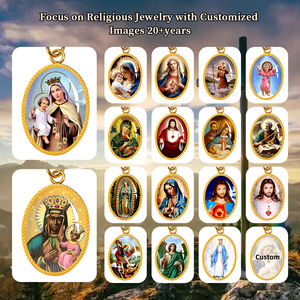 قلادة قلادة حظ من الفولاذ المقاوم للصدأ مع صورة قديسة ، قلادة بيضاوية مع صورة قديسة ، خدمة صنع قالب مخصص للنساء المسيحيات - Product Image 5