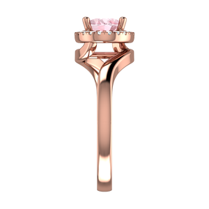 925 Sterling Silver Rose Gold Plated Oval Pink <b>CZ</b> Halo Engagement <b>Ring</b> White <b>CZ</b> Accents | Women's Trendy Elegant Fashion Jewelry - Product Image 4