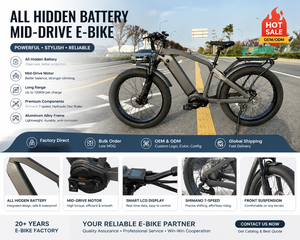 Vélo Électrique Tout-Terrain 1000W à Moteur Central, Pneus Larges 26x4.0, Batterie Dissimulée 48V, VTT Électrique Personnalisable OEM pour Adultes, Haute Puissance, Prestige - Vente en Gros - Product Image 4