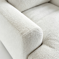 Fauteuil d'appoint carré moderne en tissu bouclé blanc crème, rembourré épais, avec coussin amovible