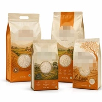 Sachet d'emballage alimentaire personnalisé en tissu tissé PP imprimé, à fond plat, avec fenêtre transparente et sérigraphie, pour café, farine, riz