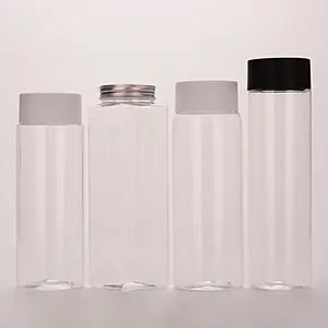 500Ml Huisdier Op Maat Gemaakte Transparante Strip Vorm Decoratieve Plastic Wijn Sap Drank Plastic Fles Met Dubbele Proof Dop