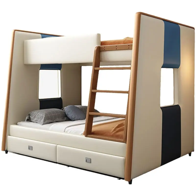 Mobilier de chambre à coucher d'usine Lit mezzanine pour enfant avec tiroir Lit superposé double pour enfants en bois massif de haute qualité combiné moderne en bois