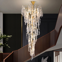 Long lustre personnalisé de branche d'arbre en verre pendentif lumière Duplex bâtiment escalier cage d'escalier projet d'éclairage