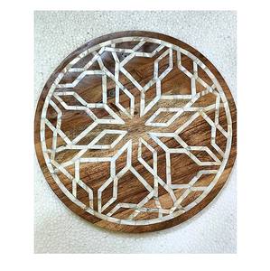 Bandeja para Servir Chocolate de Madera de Acacia Estilo Árabe de Ramadán con Incrustaciones de Nácar, Hecha a Mano, Tamaño Personalizable, Decoración del Hogar - Product Image 3