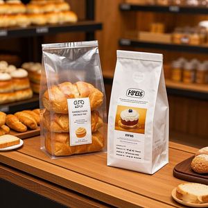 Bolsas de embalaje de pan impresas personalizadas, bolsa de pie de fondo plano con película de barrera de cremallera resellable para tostadas/pastelería - Product Image 4