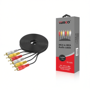 Câble audio Temco 3Rca vers 3Rca 1,8 m pour connexion sonore stéréo - Product Image 1