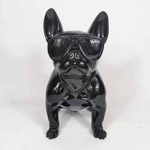 レジンクラフトモダンオフィス家の装飾金動物像赤黒色犬の彫刻 - Product Image 5