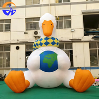 Modèle de canard gonflable géant publicitaire multicolore, ballon animal de 3,6 m de haut en tissu Oxford avec ventilateur intégré, durable et facile à installer