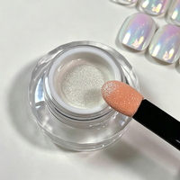Poudre à ongles effet miroir arc-en-ciel Aurora, pigment holographique laser chrome en pot avec applicateur éponge pour manucure DIY