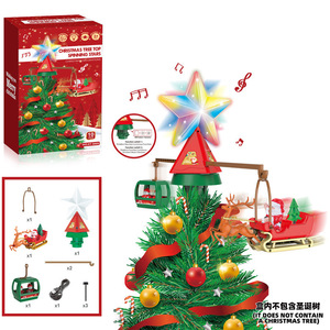 <b>Christmas</b> <b>Tree</b> <b>Topper</b> with Electric Rotating Sleigh Luminous & Musical Plastic Elk and Snowman Decorations for Kids - Product Image 2