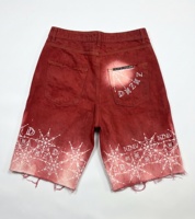 Shorts en jean DiZNEW vert délavé à l'acide avec motif toile d'araignée imprimé, style Y2K grunge, déchirés, amples, pour hommes, vente en gros