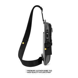 カスタムロゴ1.5Lボリューム本革装飾防水弾道ナイロン高級メンズスリングバッグ - Product Image 3