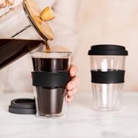 Mug à café en verre borosilicate à double paroi personnalisé de 250 ml, 350 ml, 450 ml, gobelet isotherme avec couvercle et paille pour café, maison, bureau