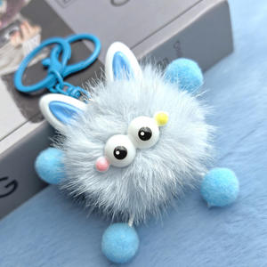 <span class=keywords><strong>Porte</strong></span>-clés pendentif en peluche elfe avec oreilles en fausse fourrure de vison, style dessin animé, avec <span class=keywords><strong>pompon</strong></span> mignon, cadeau pour couple et meilleur ami - Product Image 6