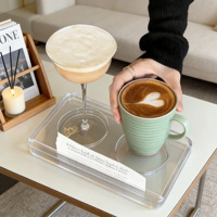 Sous-verre de table moderne en acrylique transparent pour tasses à café, lait, thé et boissons froides, avec fonction de rangement