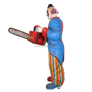 Vacaciones Halloween evento Fiesta decoración fibra de vidrio estatua Navidad miedo <span class=keywords><strong>payaso</strong></span> con motosierra - Product Image 2