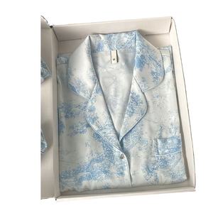 <span class=keywords><strong>Pigiama</strong></span> Estivo da Donna in Seta a Maniche Lunghe, Completo Due Pezzi in Raso, Abbigliamento da Notte Femminile - Product Image 1