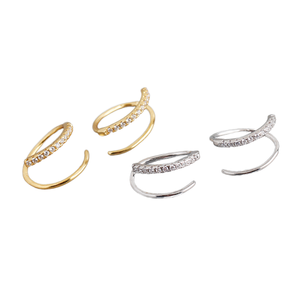 Boucles d'oreilles manchette géométriques pavées simples et tendance en zircon plaqué rhodium argenté G NEXT Fashion pour femme - Anniversaire - Product Image 1