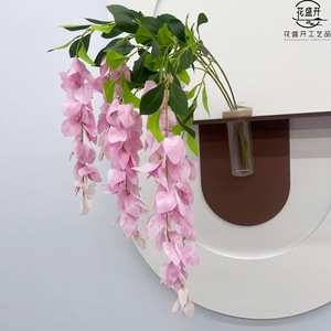 Fleur artificielle de glycine, branche unique, violet rose blanc, plastique souple, haute simulation, décoration de mariage - Product Image 3