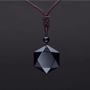 สร้อยคอจี้รูปดาวหินออบซิเดียนสีดำสำหรับผู้ชาย สร้อยคอคริสตัลนำ<span class=keywords><strong>โชค</strong></span> เครื่องประดับสำหรับใส่ทุกวัน - Product Image 1