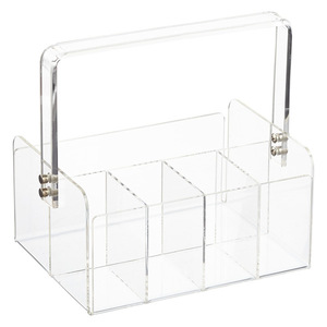 Organizzatore per Trucchi in Acrilico Trasparente con Manico, 5 Scomparti, <span class=keywords><strong>Plexiglass</strong></span> su Misura, Moderno Contenitore da Bagno per Cosmetici - Product Image 1