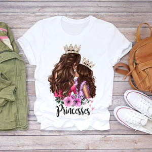 T-<span class=keywords><strong>shirt</strong></span> Personalizzata con Stampa Cartoon per Donna, Moda Mamma-Figlio, Abbigliamento Streetwear Vintage, Maglietta Grafica a Maniche Corte per Coppie - Product Image 5