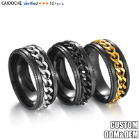 CAIOOCHE Bague Tendance à Chaîne Rotative, Bijoux Fins, Vente en Gros de Bagues en Acier Inoxydable pour Hommes, Bijoux de Mode