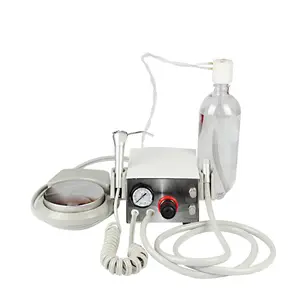 Dental Lab Portable Air Turbine Unit Metal Shell 2 / 4 hole with Water Bottle and Three Way Syringe Work With Air Compressor