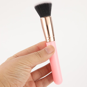 Rounded <b>Foundation</b> Brush Soft Synthetic Bristles Black Handle Rose Gold Ferrule Airbrush Base Tool - Product Image 1