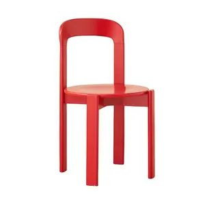 厂家直销新设计可叠放天然实木侧椅法式家居家具餐厅咖啡椅