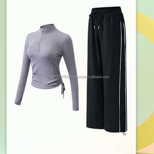 ชุดโยคะมืออาชีพสำหรับผู้หญิง แบบซิปครึ่งตัว ชุดออกกำลังกายสำหรับฤดูใบไม้ร่วง แขนยาว ดีไซน์ทันสมัย แห้งเร็ว เหมาะสำหรับวิ่งและฝึกซ้อม - Product Image 2