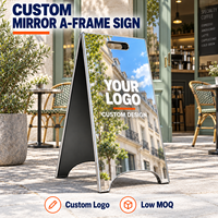 Panneau publicitaire autoportant en acier inoxydable en forme de A, personnalisable pour affichage en magasin