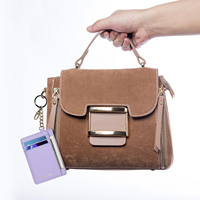 Dompet Kartu Wanita Custom 3 in 1 Model Vintage Mewah PU Kulit, Dompet Ramping dengan Kantong Resleting dan Gantungan Kunci