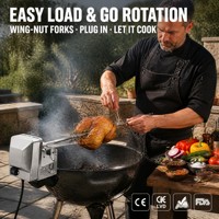 Kit Motor Rotisserie Listrik, Tongkat Tusuk BBQ, Gagang Garpu Motor yang Dapat Disesuaikan, Pemberat Penyeimbang Panggangan