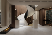 Villa d'hôtel au design moderne italien de luxe, architecture, rendu 3D, service de design d'intérieur avec mobilier