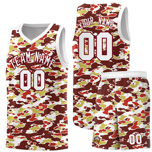 Uniformes en gros ensembles de maillots de survêtement vêtements de sport respirants à séchage rapide commande en gros équipe de basket-ball de conception camouflage personnalisée - Product Image 4