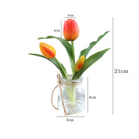 Bunga Tulip Buatan Tangan PU Realistis Beraroma, Tahan Air, Tanaman Pot Kecil, untuk Natal, Hari Valentine, Wisuda, dan Dekorasi Rumah