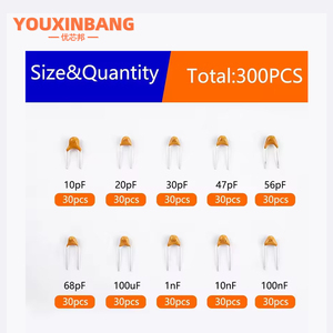 300pcs 10 giá trị nguyên khối tụ gốm Bộ phân loại tự làm mẫu hộp 50V 10pf 20PF 30pf 47pf 56pf 68pf 100pf 1nf 10nf 100nf - Product Image 3