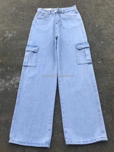 El Comercio exterior es un <span class=keywords><strong>tiro</strong></span> real Pantalones vaqueros para mujer Versión coreana Pantalones de fregona de pierna ancha de cintura alta Puesto de mujer Fábrica de transmisión en vivo Wh - Product Image 5