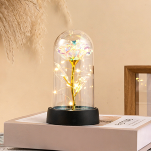โดมแก้วดีไซน์กุหลาบเคลือบทองพรีเมียม ของตกแต่งบ้านสุดหรู ของขวัญสำหรับวันวาเลนไทน์ วันเกิด หรือโอกาสพิเศษสุดโรแมนติก - Product Image 1