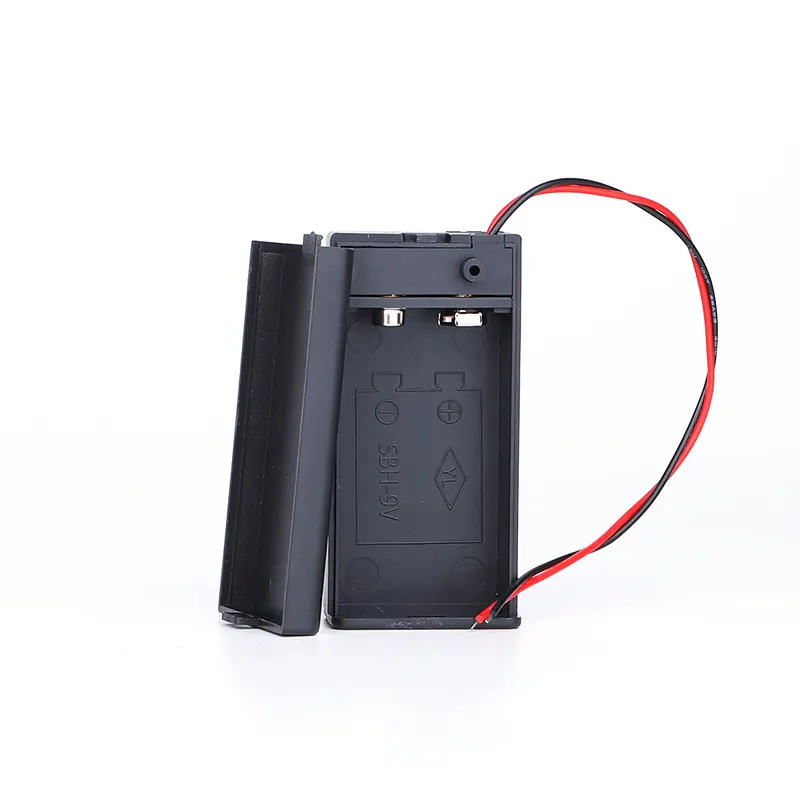 Kunststoff-9V-Batteriebox mit Gleichstromverbinder-Abdeckung Schalter Bleitdraht 9V-Batteriegehäuse und Halter Batteriezubehör