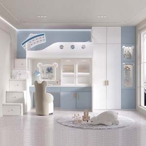 Encantador Juego de Muebles para Dormitorio Infantil Ecológico, Extensible y Ajustable, Cama Litera en Forma de Barco con Escritorio Integrado, Espacioso - Product Image 1