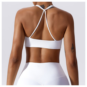 Summer 2023 Backless Women White Sports Bra Cross Back Gym Activewear Twist Front <span class=keywords><strong>Crop</strong></span> <span class=keywords><strong>Top</strong></span> Fitness Thin Strap Sports Bra - Product Image 5