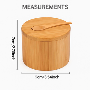Günstige Bio-Gewürzdosen im amerikanischen Dorfküchen-Stil mit individuellem Logo, Salz- und Pfefferbehälter aus Bambus, Magnetdeckel und Löffel - Product Image 4