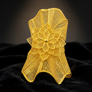 Wholesale 14K 18K 24K Gold Plated Wide Kada Intricate Floral Openwork Dubai Style Arabic <b>Bridal</b> Kada Fashion Jewelry Oro Joyeria - Product Image 2